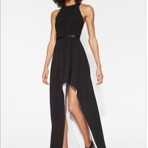 Halston Heritage Hi Lo Colorblocked Crepe Gown